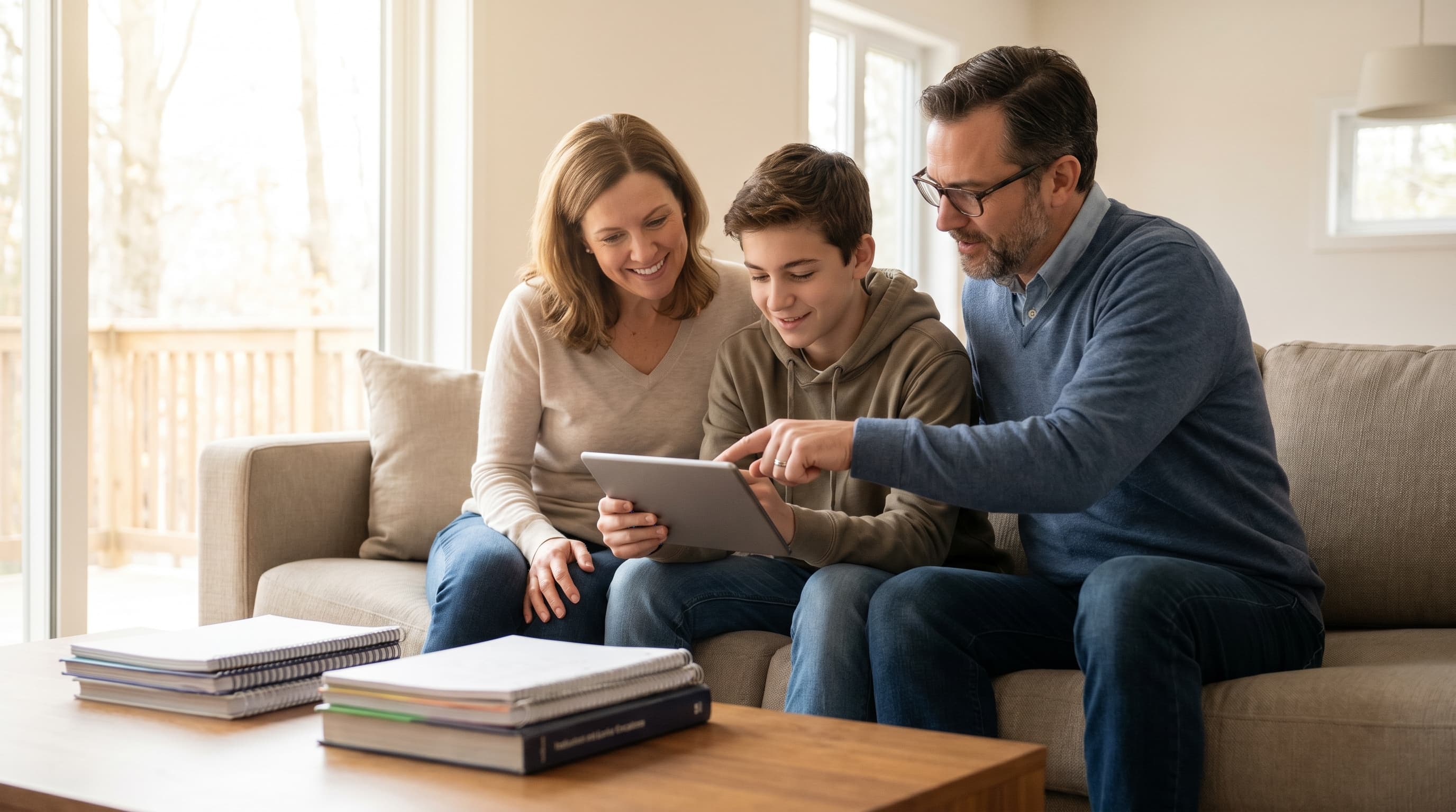 Parent et enfant utilisant StudyMind ensemble